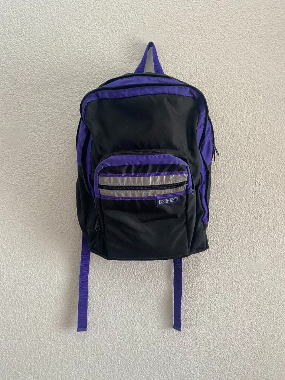 Lands' End Backpack Black And Purple Color Book Bag Travel Sports School Work
